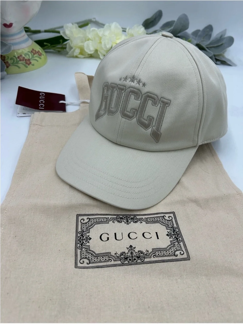 Unisex, Gucci, cotton embroidered logo baseball cap size medium adjustable
